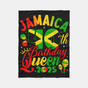 40th Birthday Queen Jamaica Girl Matching Party 20 Fleece Blanket