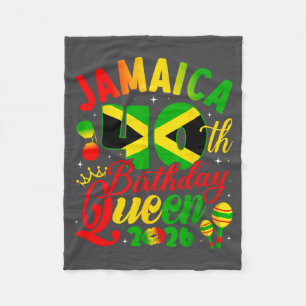 40th Birthday Queen Jamaica Girl Matching Party 20 Fleece Blanket