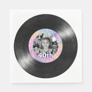 40th Birthday Rainbow Retro Paper Napkin