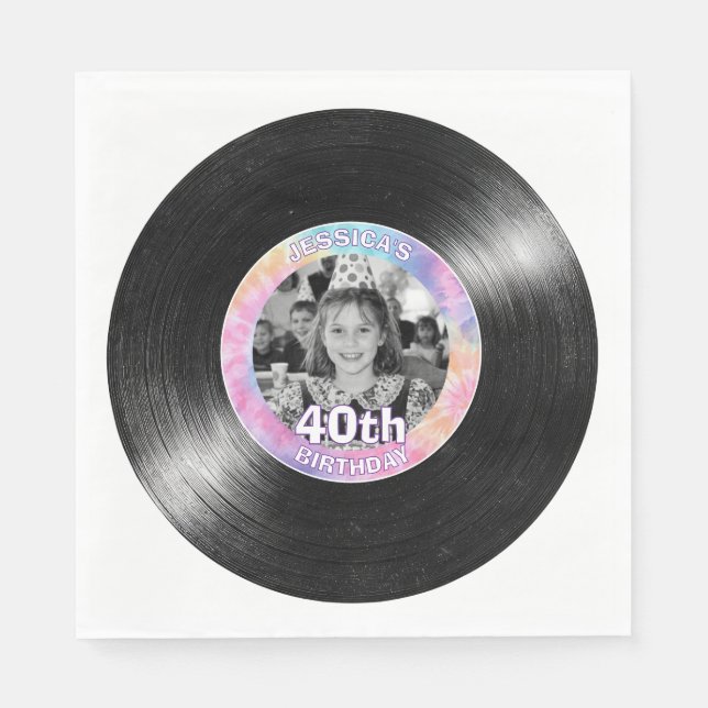 40th Birthday Rainbow Retro Paper Napkin (Front)
