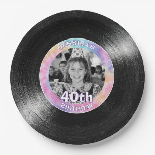 40th Birthday Rainbow Retro Paper Plate