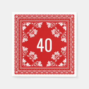 40th Birthday Red Bandanna  Napkin