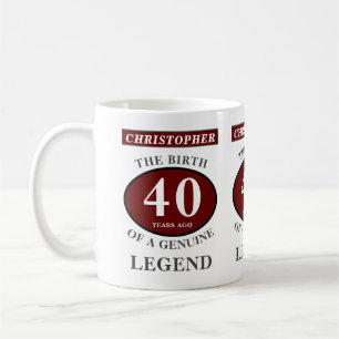 40th Birthday Red Genuine Legend Add Your Name Coffee Mug