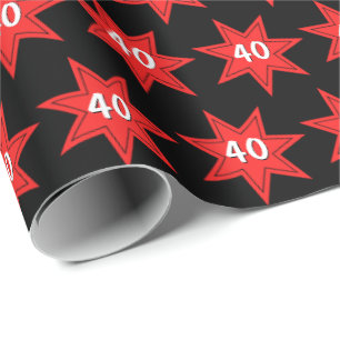 40th Birthday Red Star Wrapping Paper
