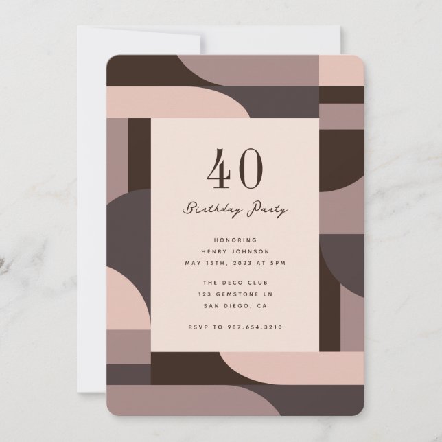 40th Birthday Retro Arches Invitation (Front)