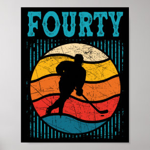 40th Birthday Retro Ice Hockey 40 Years Old Man Wo Poster