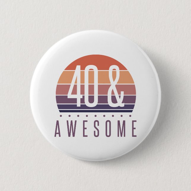 40th Birthday Retro Sunset 6 Cm Round Badge (Front)