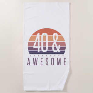 40th Birthday Retro Sunset Beach Towel