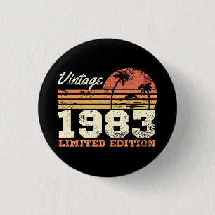 40th Birthday Retro Vintage 1983 Limited Edition  3 Cm Round Badge