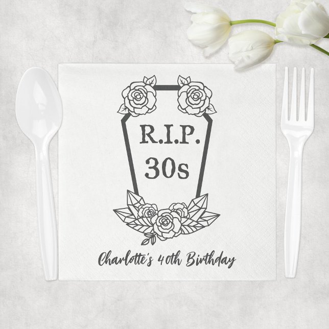 40th Birthday Rip 30s Coffin Roses Party Napkin (40th Birthday Rip 30s Coffin Roses Party Napkins
)