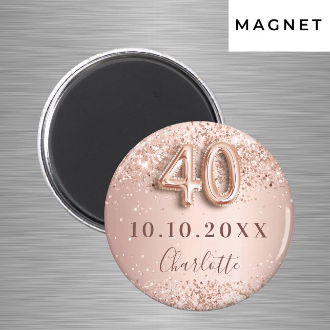 40th birthday rose gold blush save the date magnet (Creator Uploaded)