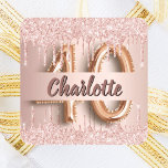 40th birthday rose gold drips square sticker<br><div class="desc">For a girly and glamourous  40th birthday party.  A rose gold background with drips,  paint dripping look. Personalise and add a name.  The name is written in dark rose gold with a modern hand lettered style script. Number 40 is written with a balloon style font.</div>