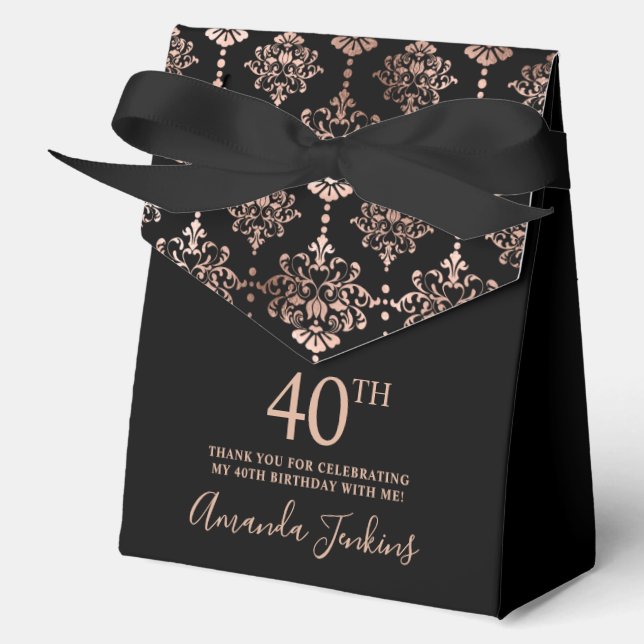 40th Birthday Rose Gold Elegant Thank You  Favour Box (Front)