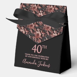 40th Birthday Rose Gold Floral Thank You Favour Box