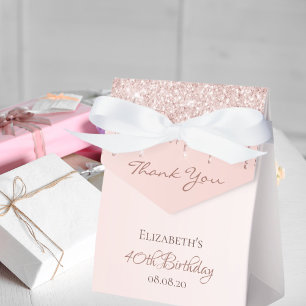 40th Birthday rose gold glitter glam thank you Favour Box