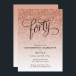 40th Birthday Rose Gold Ombre Glitter Invitation<br><div class="desc">This trendy rose gold ombre glitter birthday party invitation features faux rose gold sparkly glitter and a bold typography heading.  Add your custom text using the template form.  Additional options for text and layout are available if you choose to customise further.</div>