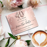 40th birthday rose silver glitter save the date announcement postcard<br><div class="desc">A girly and trendy Save the Date card for a 40th birthday party. Rose gold gradient background decorated with rose gold and faux silver glitter, sparkles. Personalise and add a date and name/text. The text: Save the Date is written with a large trendy hand lettered style script with swashes. Number...</div>