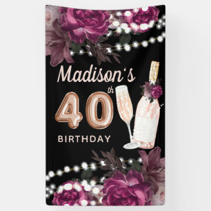 40th Birthday Rose Wine Luxury Banner