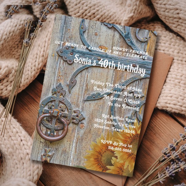 40th Birthday Rustic Barn Door Western  Holiday Card (Creator Uploaded)