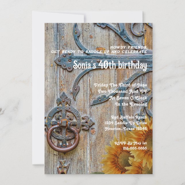 40th Birthday Rustic Barn Door Western  Holiday Card (Front)