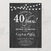 40th Birthday - Rustic Gray Wood Pattern