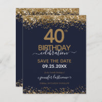 40th Birthday Save the Date Budget Invitation