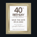 40th Birthday Save the Date Budget Invitation<br><div class="desc">Lovely faux foil border with shimmering confetti highlights on the top and bottom border. All text is adjustable and easy to change for your own party needs. Great elegant 40th birthday template design.</div>