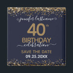 40th Birthday Save the Date Magnet<br><div class="desc">Elegant Faux gold glitter with shimmering confetti highlights on the top and bottom border. All text is adjustable and easy to change for your own party needs. Great elegant 40th birthday template design. Save the date magnet reminder.</div>