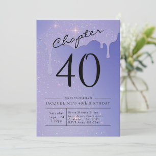 40th Birthday Script Glitter Invitation
