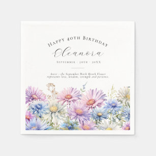 40th Birthday September Birth Flower Custom Napkin