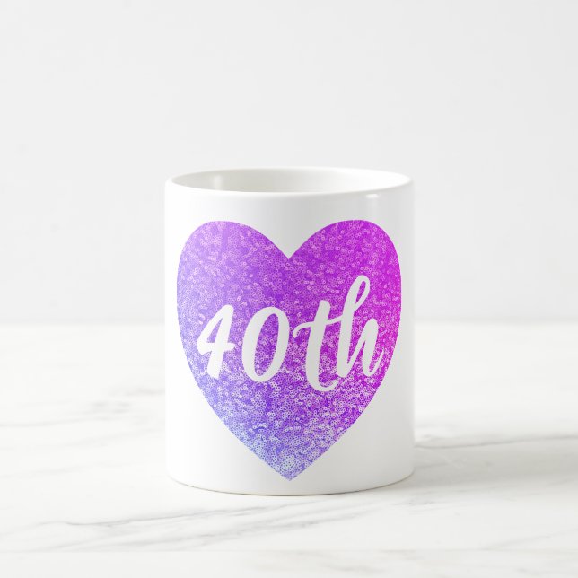 40th birthday sequin heart mug (Center)