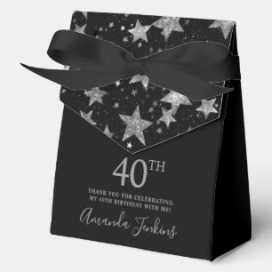 40th Birthday Silver Stars Thank You Favour Box