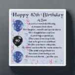 40th  Birthday Son Poem Plaque<br><div class="desc">A great personalised gift for a son on his 40th  Birthday.

This item can be personalised or just purchased as it is</div>