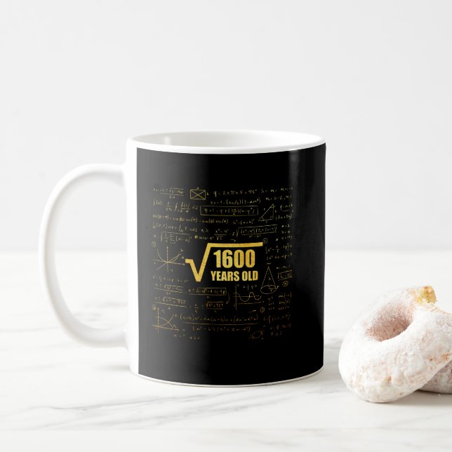 40th Birthday Square Root of 1600 40Years Old Coffee Mug (With Donut)