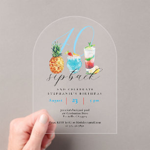 40th Birthday Summer Blue Fruit Cocktails Party  Acrylic Invitations