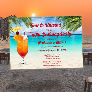 40th Birthday Summer Cocktail Beach Party Invitation