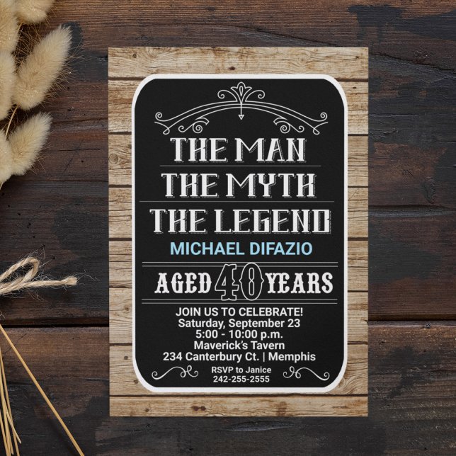 40th Birthday The Man The Myth The Legend 40 YRS Invitation (Creator Uploaded)