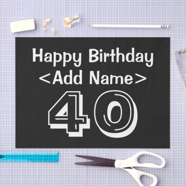 40th Birthday Themed Custom Name Tissue Paper (Craft)