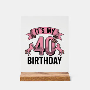 40th Birthday Unicorn Vintage Engraving Design_1 Acrylic Sign