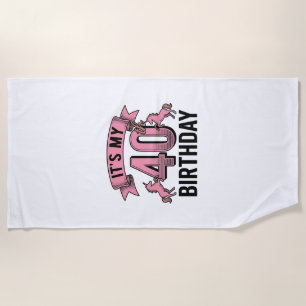 40th Birthday Unicorn Vintage Engraving Design_1 Beach Towel