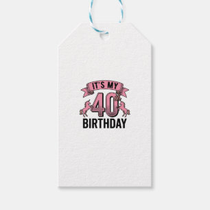 40th Birthday Unicorn Vintage Engraving Design_1 Gift Tags