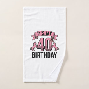 40th Birthday Unicorn Vintage Engraving Design_1 Hand Towel