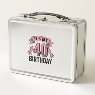 40th Birthday Unicorn Vintage Engraving Design_1 Metal Lunch Box