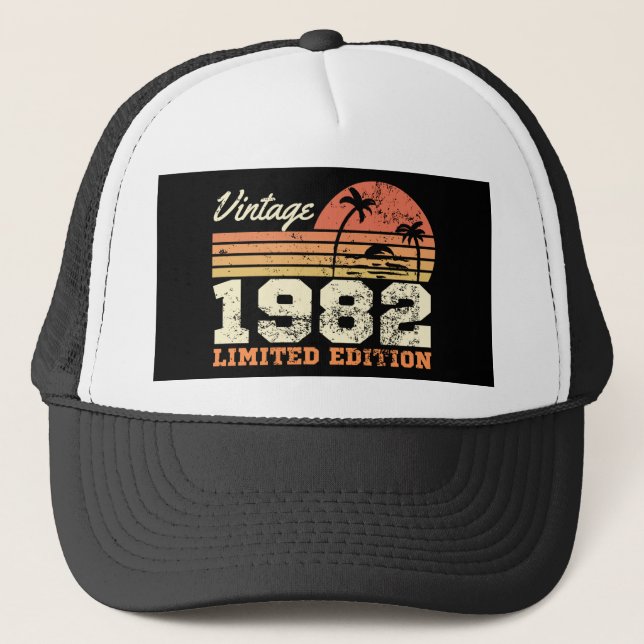 40th Birthday Vintage 1982 Limited Edition Retro Trucker Hat (Front)