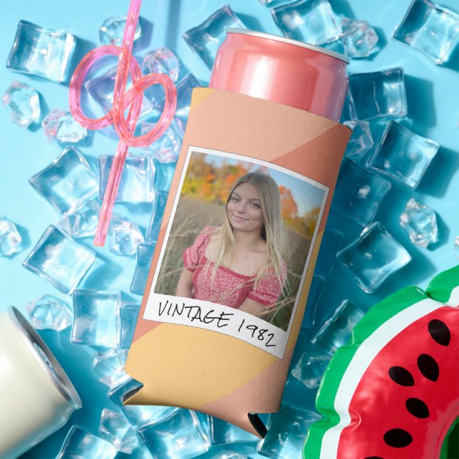 40th Birthday Vintage 1984 Striped Can Cooler (In Situ Summer)