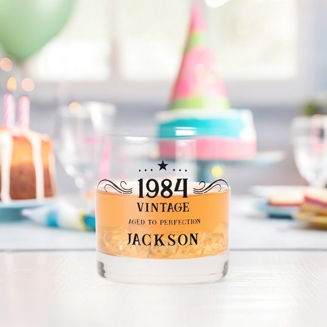 40th Birthday Vintage 1984 Whiskey Glass (Insitu (Birthday))