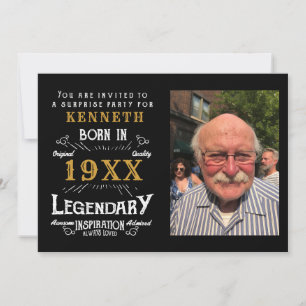 40th Birthday Vintage Black Gold Add Name Year  Invitation