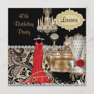 40TH BIRTHDAY VINTAGE BLING Invitation