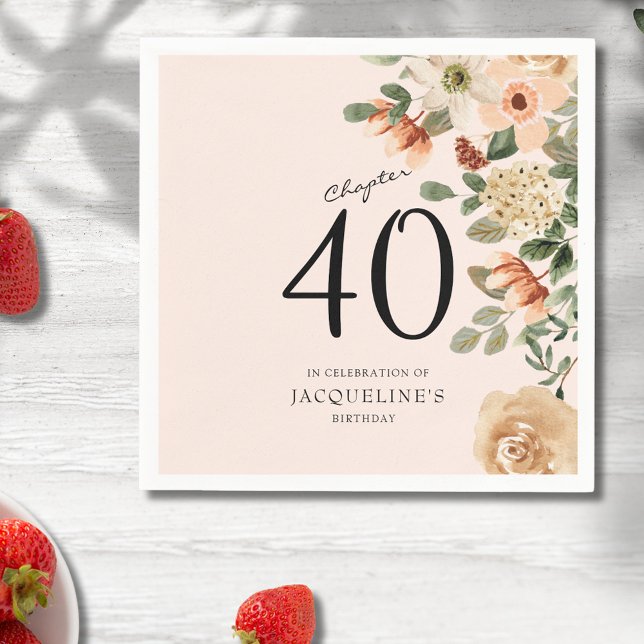 40th Birthday Vintage Floral Napkin (Our elegant 40th Birthday Vintage Floral Napkins from Zazzle can transform your party's atmosphere)