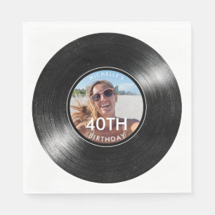 40th Birthday Vinyl Record Photo Paper Napkin